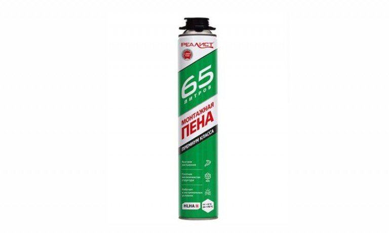 Пена монтажная профессиональная всесезонная REALIST PRO GREEN 65 L